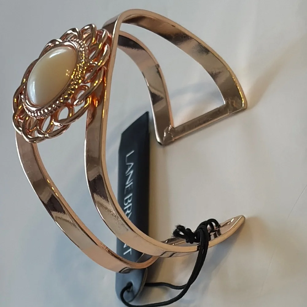 Lane Bryant Rose Gold and Cream Asymmetrical Filigree Cuff Bracelet